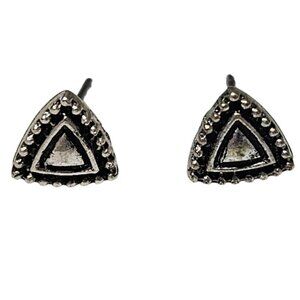 Classic Silver Tone Triangle Stud Earrings Womens Minimalist Fashion Jewelry